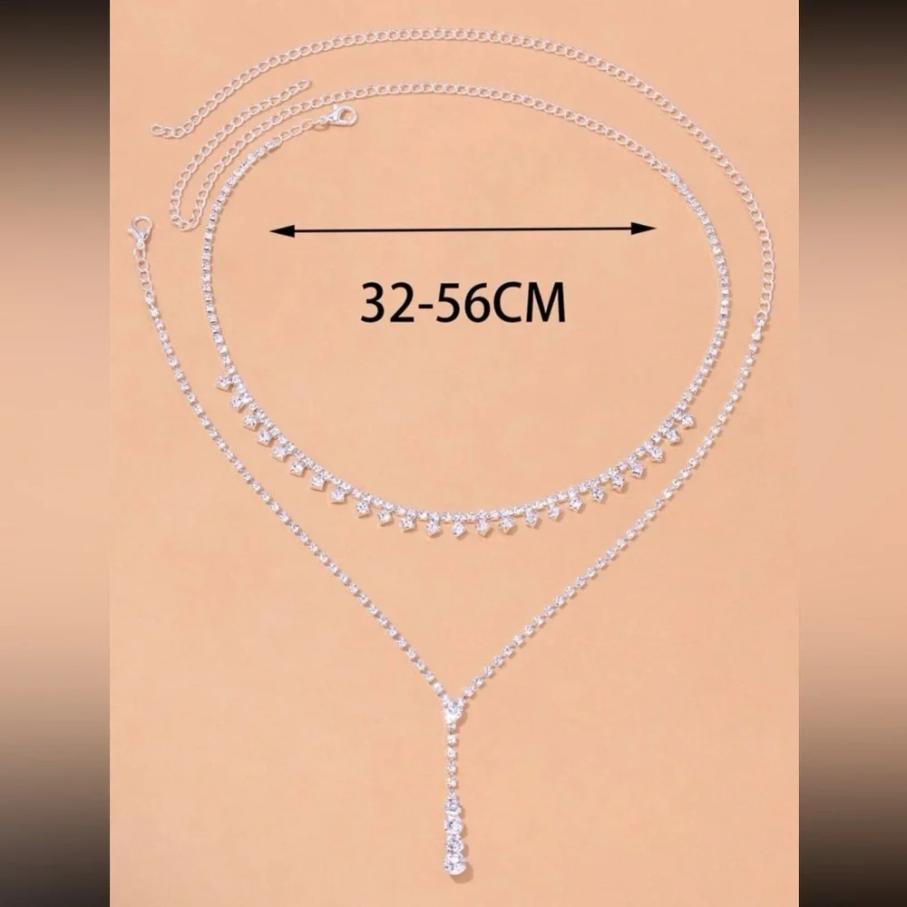 Dazzling Duets Rhinestone Necklace Set - Picture 2 of 2